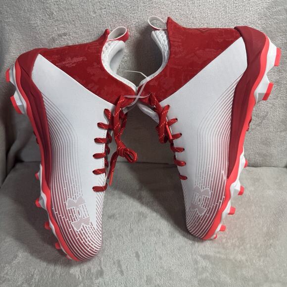 Under Armour NEW Football Cleats Mens Shoes 11.5 HAMMER 2 MC WHITE RED Logo main image 8